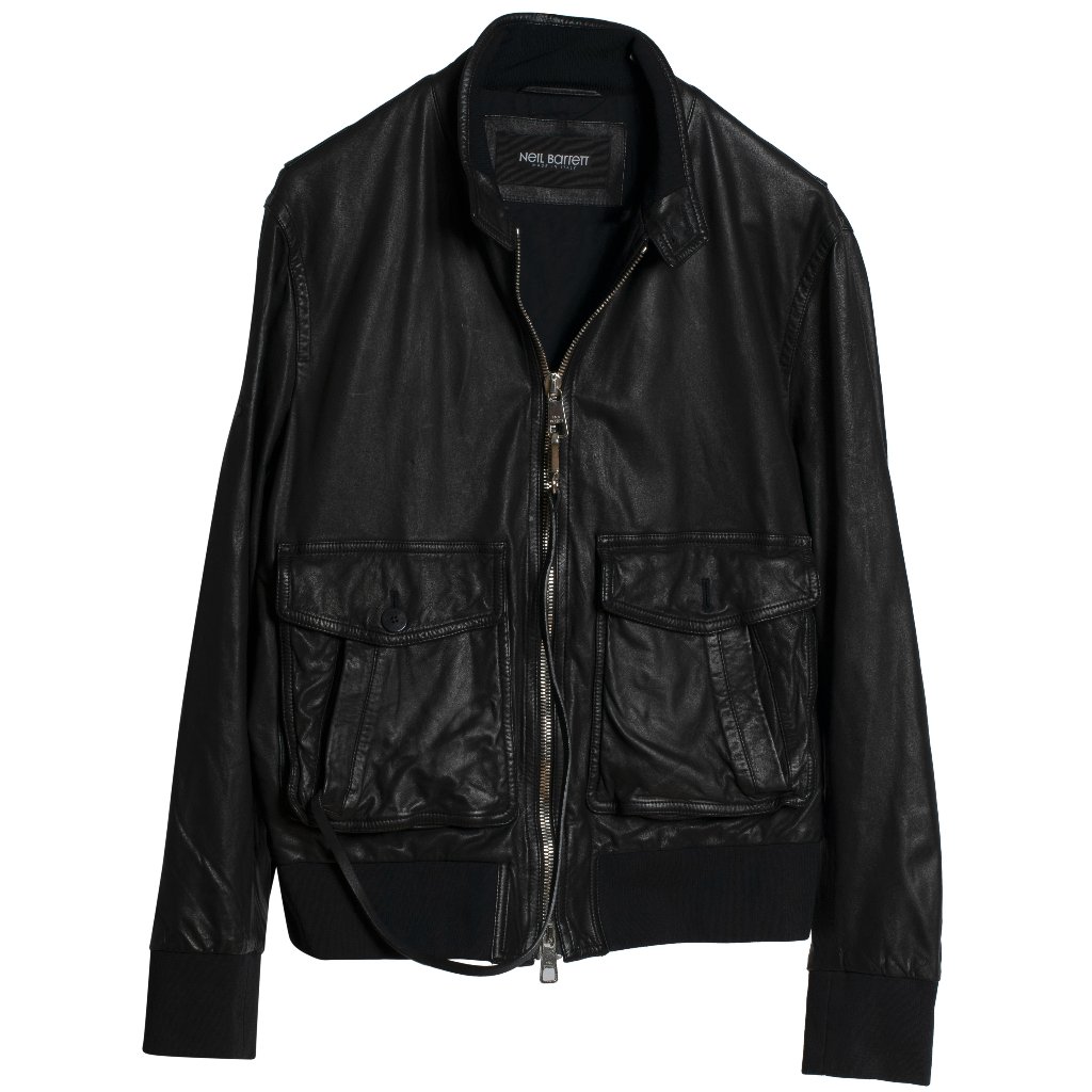 Rrp 2,400 Neil Barrett (Italy) Lambskin Leather Pilot Jacket : L